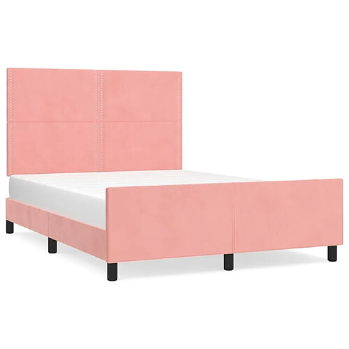 Maison Chic Cadre/structure de lit avec tête de lit pour adulte - Lit Moderne Chambre Rose 140x190 cm Velours -MN49297