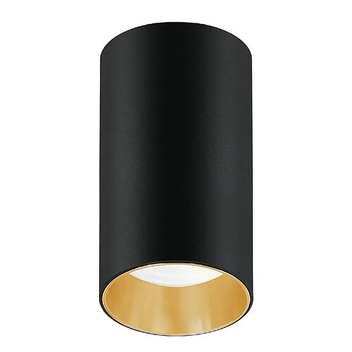 Luminaire de surface Maclean MCE458 B/G tube, spot, rond, aluminium, GU10, 55x100mm, noir/or