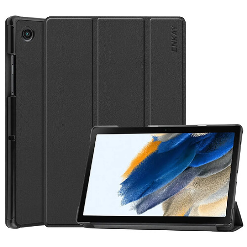 Etui en PU ENKAY antichoc, fonction de veille/réveil automatique avec support noir pour votre Samsung Galaxy Tab A8 10.5 (2021)