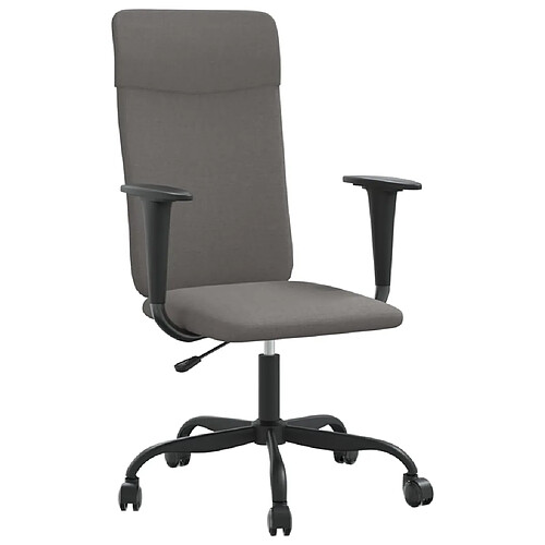 Helloshop26 Chaise fauteuil siège de bureau informatique étude réglable en hauteur foncé tissu gris 02_0024070