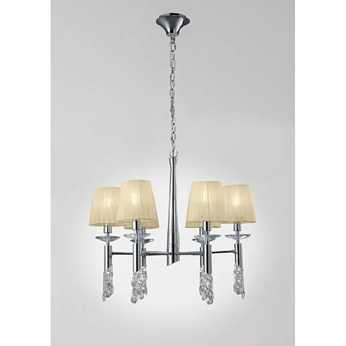 Luminaire Center Suspension Tiffany 6+6 Ampoules E14+G9, chrome poli avec Abat jour crèmes & cristal transaparent