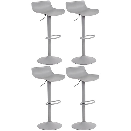 Decoshop26 Tabourets de bar x4 avec repose-pieds hauteur réglable desing moderne en plastique gris et métal gris 10_0004499