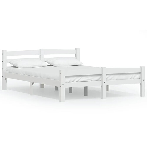 Maison Chic Lit adulte - Lit simple Cadre de lit,Structure du lit Contemporain Blanc Bois de pin massif 120x200 cm -MN46806