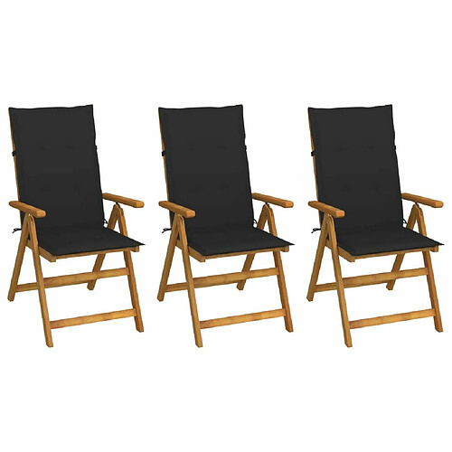 Maison Chic Lot de 3 Chaises pliables d'extérieur avec coussins | chaises de jardin | Fauteuil Relax Bois d'acacia -GKD95560