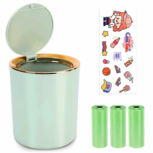 Vendos85 Mini poubelle de table avec couvercle avec 3 rouleaux de sacs poubelles vert