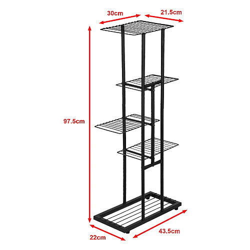 Helloshop26 Étagère à plantes 97,5 x 43,5 x 22 cm à 4 niveaux noir 03_0007710