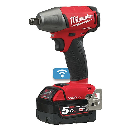 Milwaukee Boulonneuse à Chocs FUEL ONE KEY Carré 1/2'' 18V 5,0 Ah 4 Modes 40/120/300 Nm + 1 Bluetooth M18 ONEIWF12-502X - 4933451374