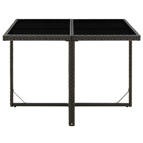 Maison Chic Table de jardin | Table d'extérieur Noir 109x107x74 cm Résine tressée et verre -GKD36063