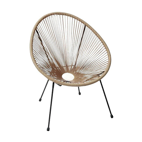 ALIZÉ Fauteuil de jardin en acier et assise en fil de résine Rio gris, naturel.