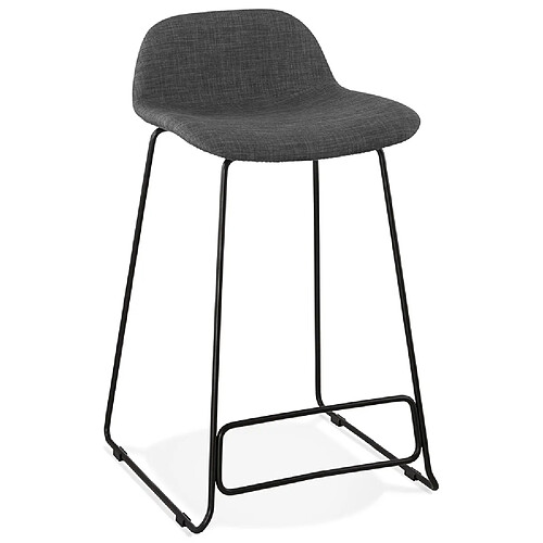 Alterego Tabouret snack mi-hauteur 'MOSKOW MINI' noir style industriel avec pieds en métal noir