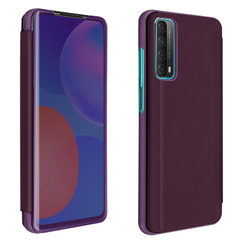 Avizar Housse Huawei P smart 2021 Clapet translucide Design Miroir Support Vidéo Violet