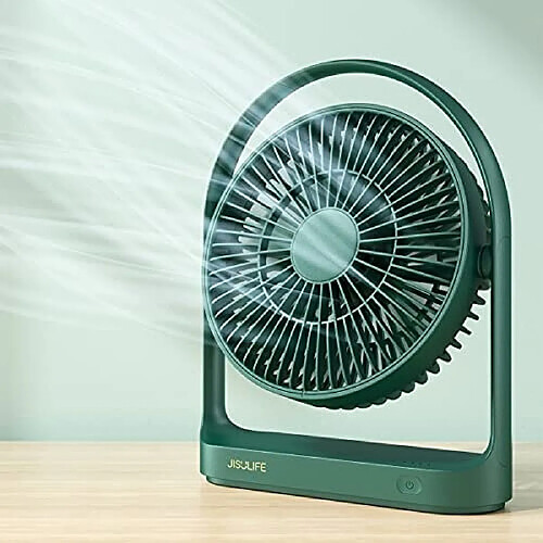 Ventilateur de Bureau, Petit Ventilateur de Bureau Portable à Piles avec 4 Vitesses, 15 Heures Maximum, Flux d'Air Puissant, Ultra Silencieux, Table Électrique Rechargeable USB 4000mAh