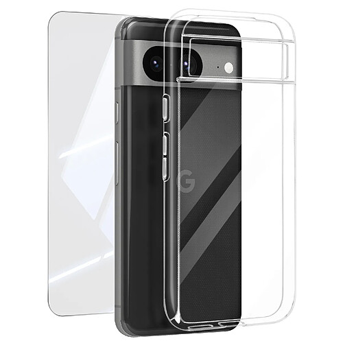 Mayaxess Pack Protection pour Google Pixel 8 Coque Souple et Verre Trempé 9H Transparent