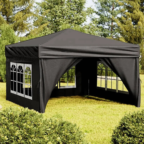 vidaXL Tente de réception pliable avec parois Noir 3x3 m