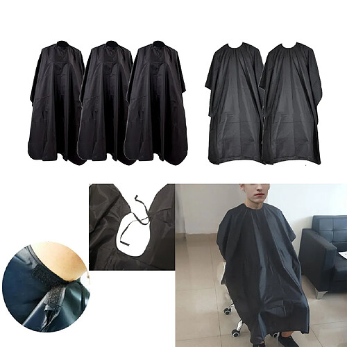 Lot De 5 35x55 ""Cape De Coiffure Robe De Salon De Coiffure Noire Fermeture