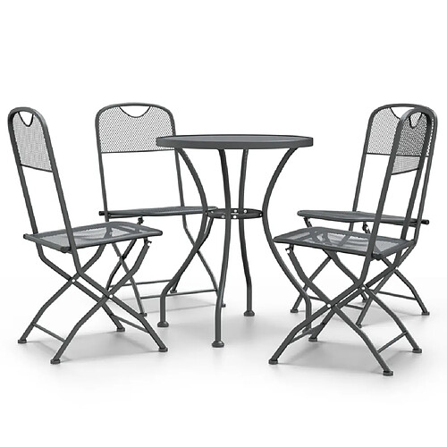 Maison Chic Mobilier à dîner 5 pcs de jardin - Ensemble table et chaises d'extérieur - Salon/Mobilier de jardin classique Maille Métal Anthracite -MN58531