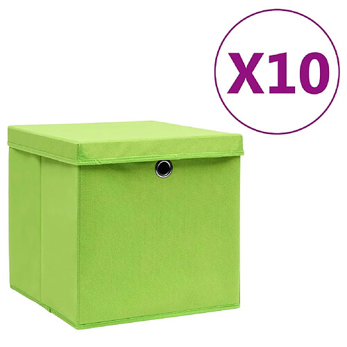 Maison Chic Lot de 10 Boîtes de rangement,Boîtes de stockage avec couvercles 28x28x28 cm Vert -MN516595