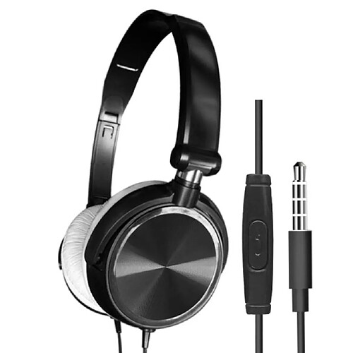 S1 Portable 3.5mm Filaire Casque Stéréo Pliable Casque Noir Avec Micro