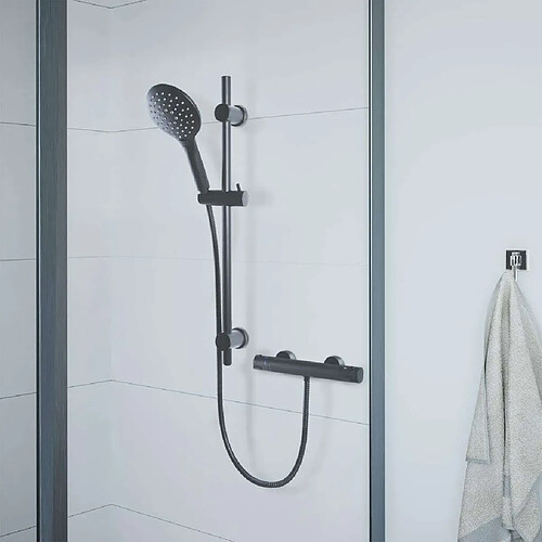 CORNAT Ensemble de barre de douche NOIR noir