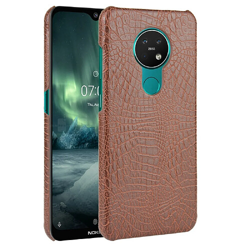 Wewoo Coque Rigide Pour Nokia 7.2 / 6.2 antichoc Crocodile Texture PC + Etui en PU Marron