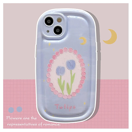 GUPBOO Étui pour iPhone11ProMax Peinture à l'huile lune tulipe étui de téléphone portable japonais et coréen doux