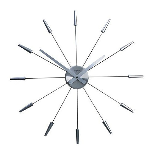 Nextime - 2610ZI - Pendule Murale - 58 - Acier Inoxydable - Plastique - Argent - 'Plug Inn' - Diamètre: 58 cm