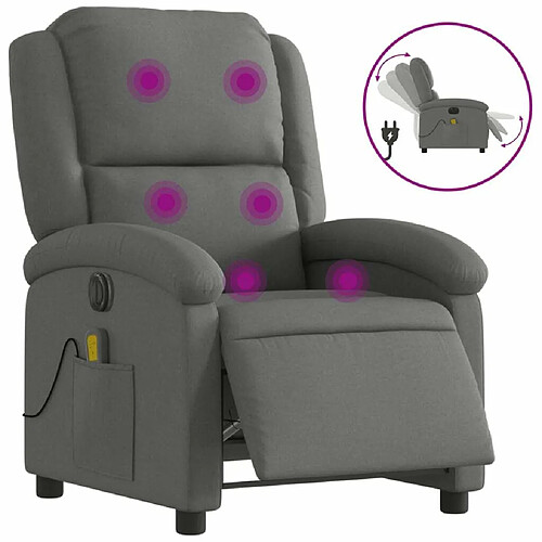 Maison Chic Fauteuil Relax pour salon, Fauteuil inclinable de massage électrique gris foncé tissu -GKD70281