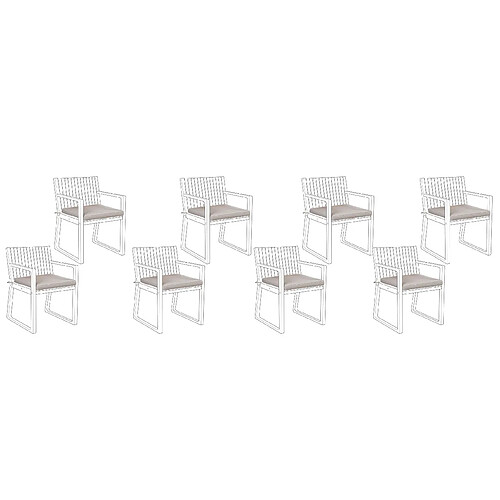 Beliani Lot de 8 coussins taupes pour chaises SASSARI