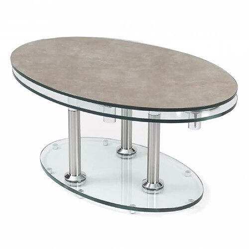 Inside 75 Table basse DOUBLE CÉRAMIQUE GREY couleur gris à plateaux pivotants en verre