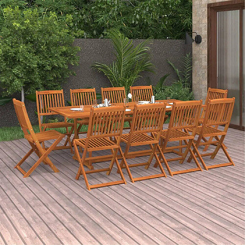 vidaXL Ensemble à manger de jardin 11 pcs 220x90x75 cm bois d'acacia