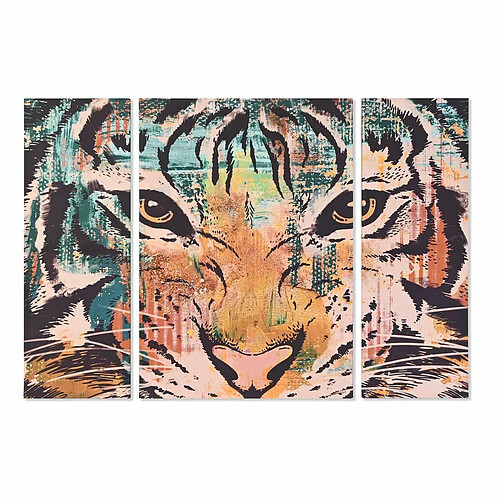 Jeu de 3 tableaux DKD Home Decor Colonial Tigre 140 x 3,8 x 100 cm