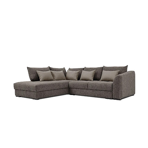 Courtois Laville Canapé d'angle gauche 5 places convertible tissu gris foncé - Elbe