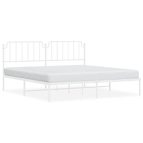 Maison Chic Cadre/structure de lit métal et tête de lit pour adulte - Lit Moderne Chambre blanc 200x200 cm -MN70571