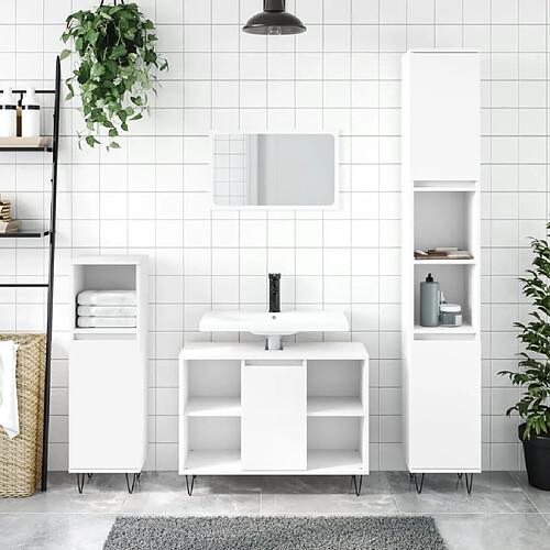 Maison Chic Ensemble de 3 meubles salle de bain blanc bois d'ingénierie -MN26686