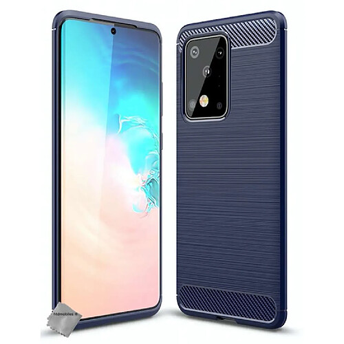 Htdmobiles Coque silicone gel carbone pour Samsung Galaxy S20 Ultra + verre trempe - BLEU FONCE