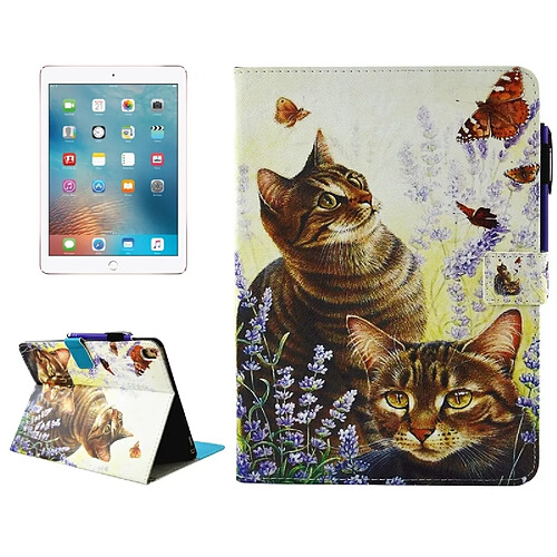 Wewoo Smart Cover pour iPad Pro 9.7 pouces Cats and Butterflies Motif Horizontal Housse en cuir avec porte-monnaie et fentes cartes & Sleep / Wake-up Fonction & Pen Slot