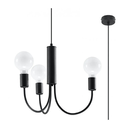 Luminaire Center Suspension Piccolo Acier Noir 3 ampoules 100cm