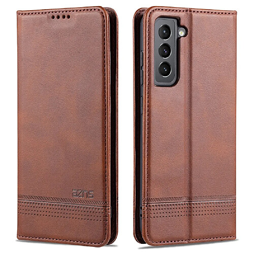 Etui en PU Magnétique auto-absorbé avec support café pour votre Samsung Galaxy S21 FE