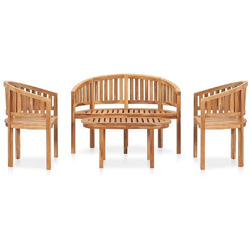 Maison Chic Salon de jardin 4 pcs - Table et chaises d'extérieur - Mobilier/Meubles de jardin Moderne en forme de banane Bois de teck solide -MN74493