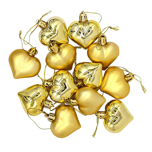 12 Pièces En Forme De Coeur Boules Saint Valentin Décoration Suspendue Fête D'or