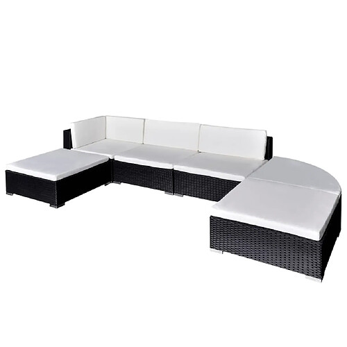 vidaXL Salon de jardin 6 pcs avec coussins résine tressée noir