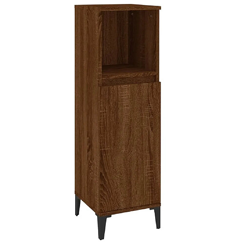 Maison Chic Armoire de bain,Meuble de rangement de salle de bain,Meuble haut chêne marron 30x30x100 cm bois d'ingénierie -GKD903705