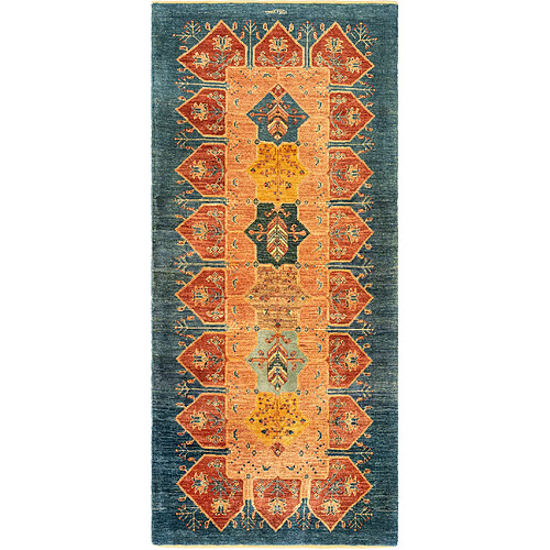 Vidal Tapis de couloir en laine 208x94 bleu Kashkuli