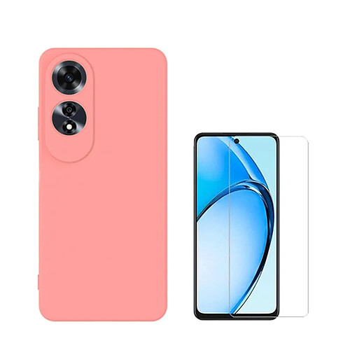 NIS Kit De Film En Verre Trempé Clair + Couverture En Silicone Flexible Compatible Avec Oppo A60 - Rose