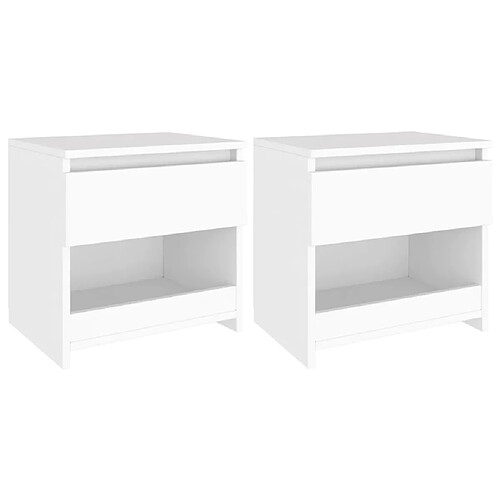 Maison Chic Lot de 2 Tables de chevet - Tables de Nuit Blanc 40x30x39 cm Aggloméré