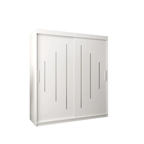 Abiks Meble Armoire YORK À Portes Coulissantes 200/180/62 2 Portes (Blanc/Blanc)