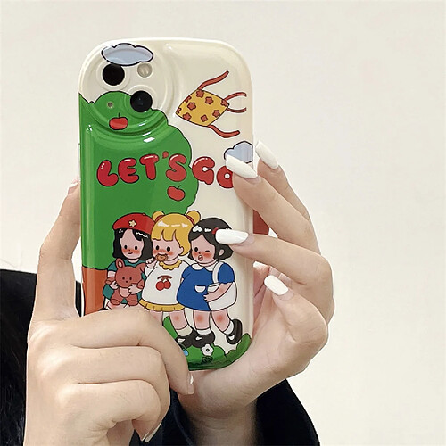 GUPBOO Étui pour iPhone12Pro Dessin animé trois filles girly étui en silicone pour téléphone portable