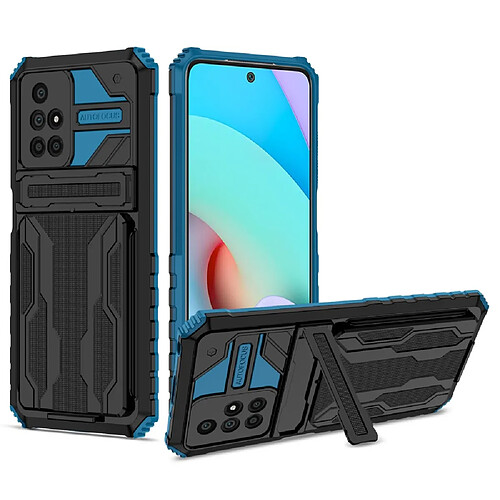 Coque en TPU anti-rayures avec porte-cartes bleu pour votre Xiaomi Redmi 10