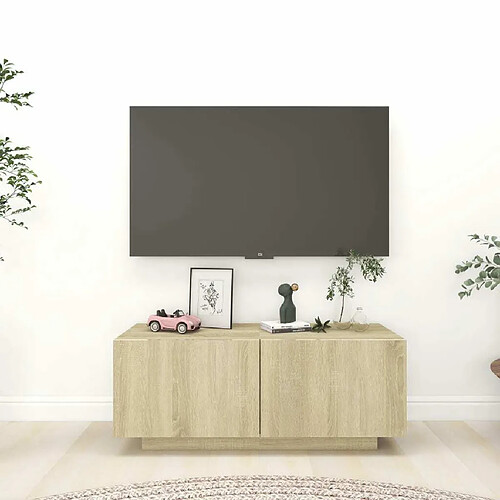 Maison Chic Meuble TV scandinave - Banc TV pour salon Chêne sonoma 100x35x40 cm Aggloméré -MN39261