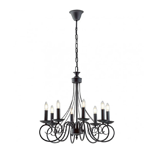 Fan Europe Chandelier sans abats jours Beatrice 8 ampoules Métal Anthracite